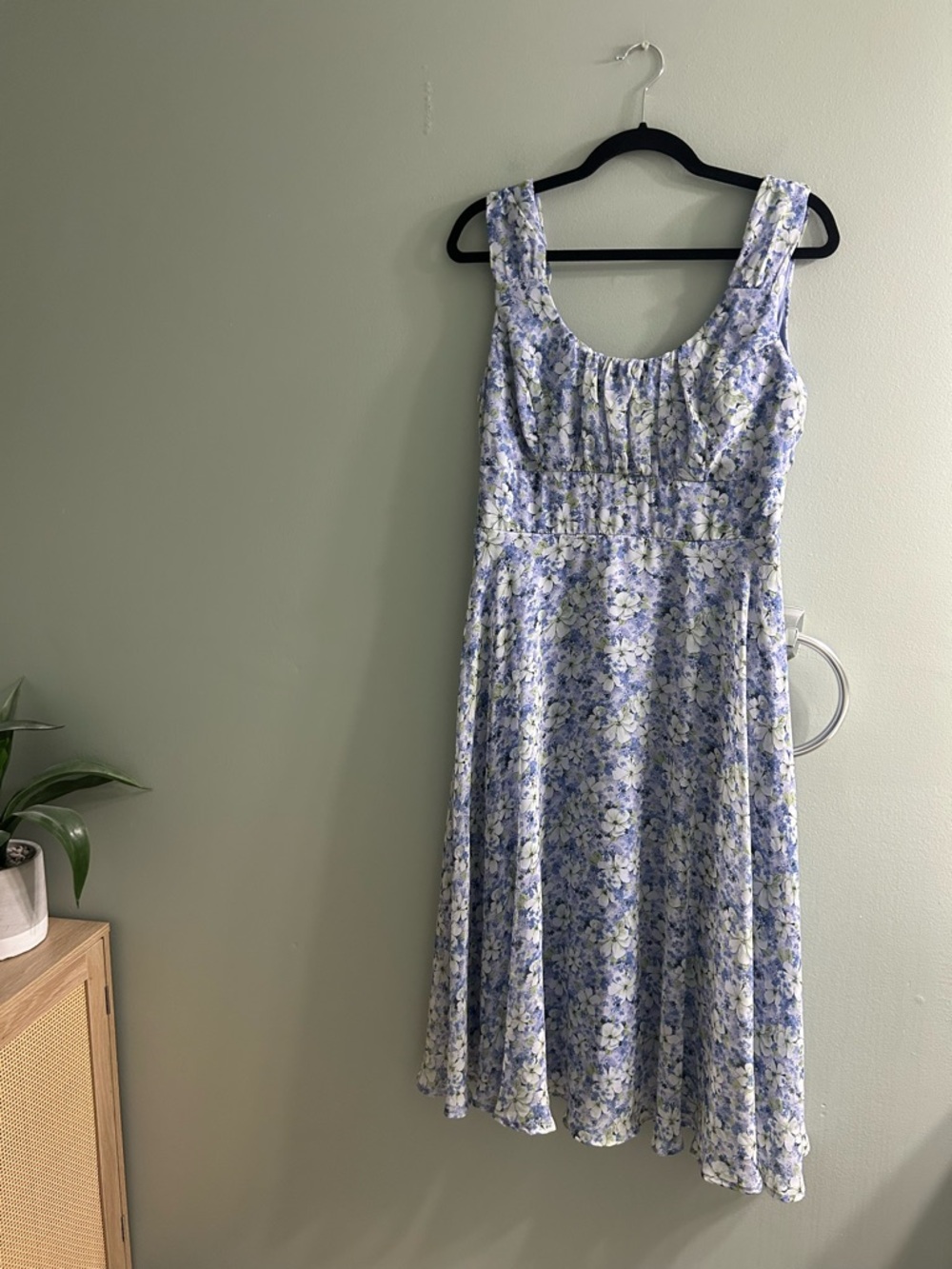 NorthStyle Blue Floral Peasant Dress Coastal Cowgirl Flowy Wedding PTP 19”